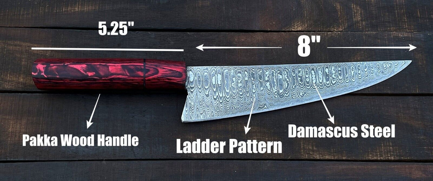 Chef Knife – Custom Handmade Damascus Steel Kitchen Knife with Wood Handle