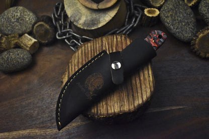 Twist Damascus Skinner Knife with Hardwood Handle Tactical Handmade Razor Sharp Blade