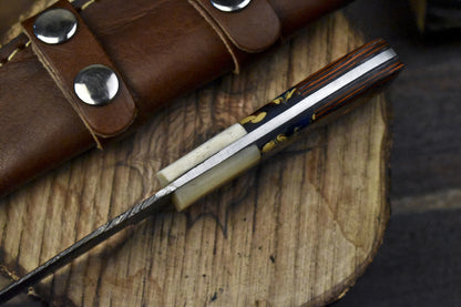 8.0" Twist Damascus Skinner Knife Mixed Handle Custom Forged Blade Hunting EDC