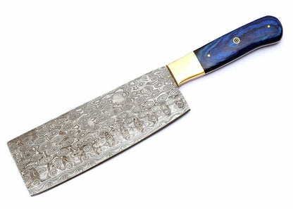 Custom Handmade Damascus Steel Chef Cleaver – 12" Meat Cleaver with 7" Blade & 5" Handle