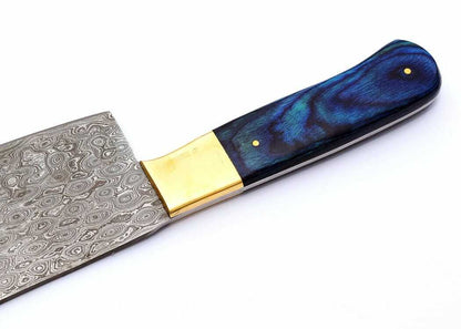 Custom Handmade Damascus Steel Chef Cleaver – 12" Meat Cleaver with 7" Blade & 5" Handle