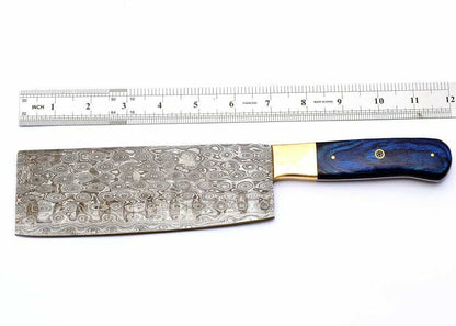 Custom Handmade Damascus Steel Chef Cleaver – 12" Meat Cleaver with 7" Blade & 5" Handle