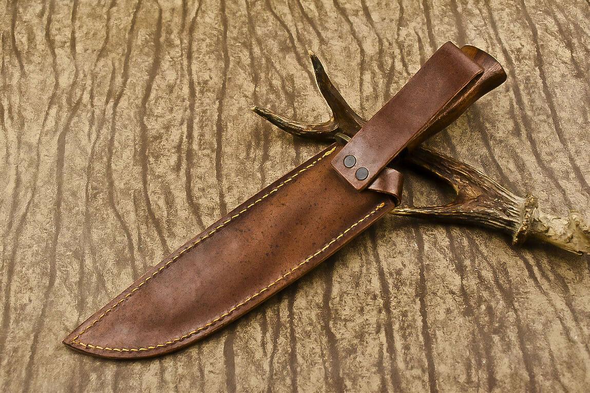 13.5" Damascus Trailing Bowie Knife – Walnut Wood Handle