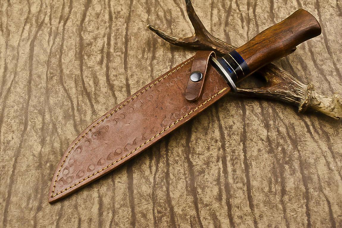 13.5" Damascus Trailing Bowie Knife – Walnut Wood Handle
