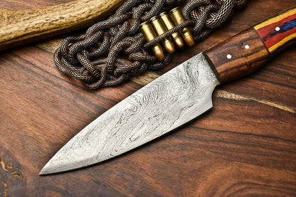 Handmade Damascus Steel Chef Knife | Full Tang Knife with Hardwood