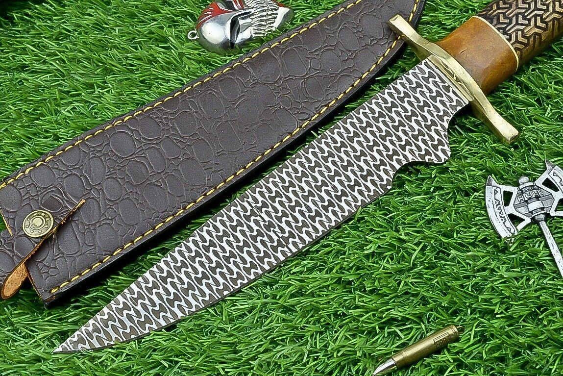 15" Handcrafted J2 Steel Bowie Knife | Hardwood Handle with Brass Bolster