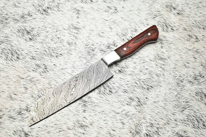 Cutlery Salvation Handmade Damascus Steel Full Tang Kitchen Chef Knife – 12" Blade, Oil Tempered 58-60
