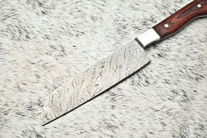 Cutlery Salvation Handmade Damascus Steel Full Tang Kitchen Chef Knife – 12" Blade, Oil Tempered 58-60