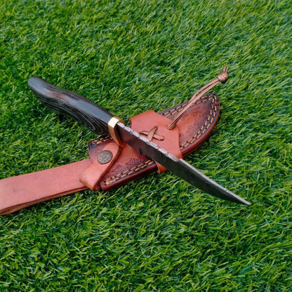 10" Damascus Bowie Knife with Wood Handle | Handmade by Heritage Forge
