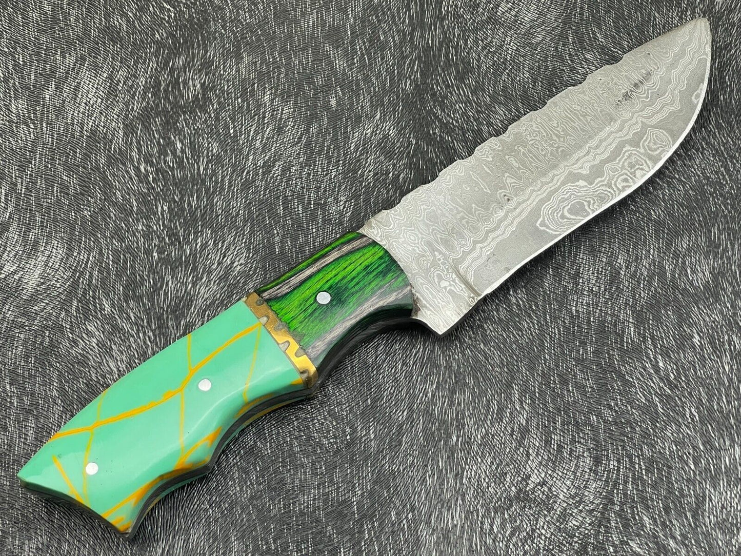 Heritage Forge Trail Seeker 10 Inch Damascus Bowie Knife with Resin Wood Handle