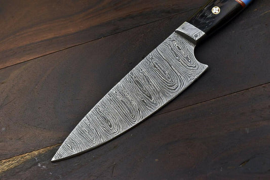 Custom Handmade Damascus Steel Walnut Wood Hunting Everyday Carry Chef Knife – 10.6" Full Tang with Damascus Guard