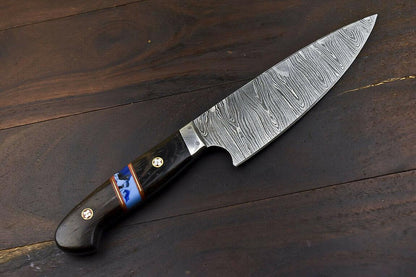 Custom Handmade Damascus Steel Walnut Wood Hunting Everyday Carry Chef Knife – 10.6" Full Tang with Damascus Guard