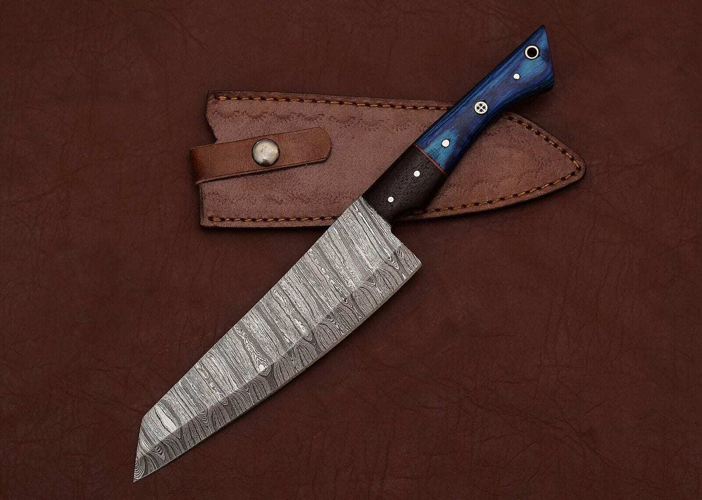 Premium Handmade Damascus Steel Fillet Chef Knife with 8" Blade & Pakka Wood Handle