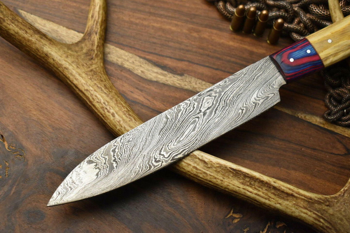 Premium Handcrafted Damascus Steel Chef Knife | Full Tang Hard Wood Handle
