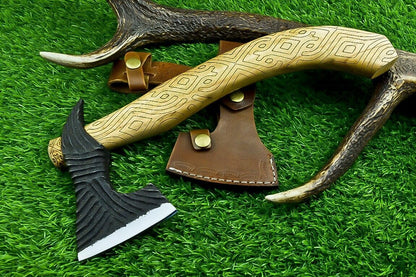 Handmade Viking Tomahawk Axe – Carbon Steel Hatchet with Olive Wood Handle