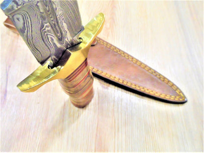 11 Inch Custom Damascus Steel Double Edge Bowie Dagger with Olive Wood Handle