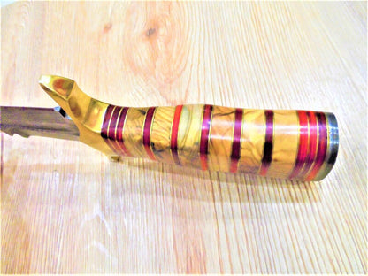 11 Inch Custom Damascus Steel Double Edge Bowie Dagger with Olive Wood Handle