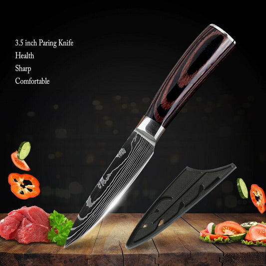 Professional Japanese Style Damascus Pattern Kitchen Knife Set – High Carbon Stainless Steel