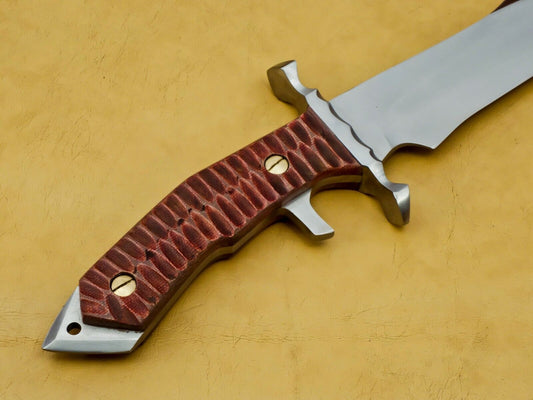15" Heritage Forge Carbon Steel Hunting Knife – Walnut Wood Handle with Leather Sheath