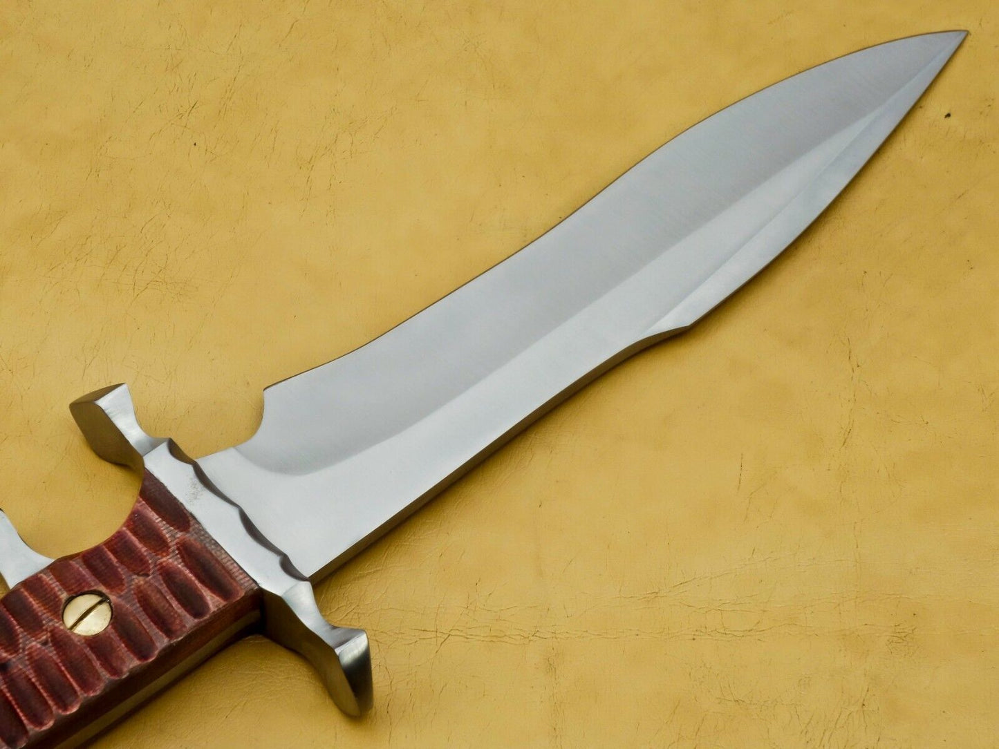 15" Heritage Forge Carbon Steel Hunting Knife – Walnut Wood Handle with Leather Sheath