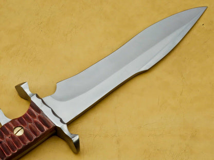 15" Heritage Forge Carbon Steel Hunting Knife – Walnut Wood Handle with Leather Sheath