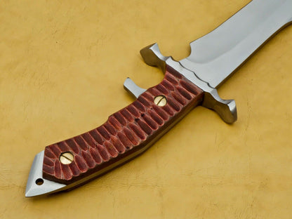 15" Heritage Forge Carbon Steel Hunting Knife – Walnut Wood Handle with Leather Sheath