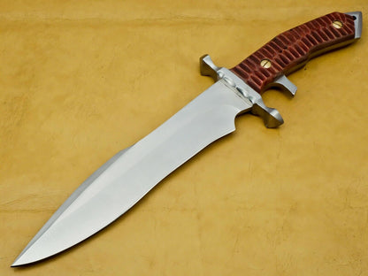 15" Heritage Forge Carbon Steel Hunting Knife – Walnut Wood Handle with Leather Sheath
