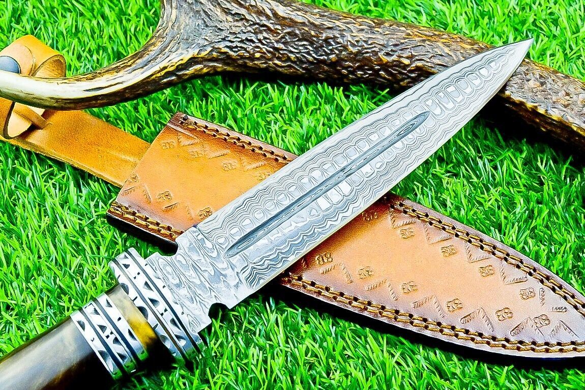 Custom Forged Damascus Steel Handmade Double Edge Dagger Knife With Resin Handle