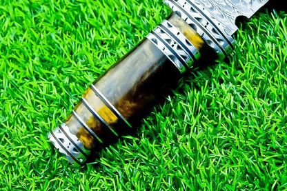 Custom Forged Damascus Steel Handmade Double Edge Dagger Knife With Resin Handle