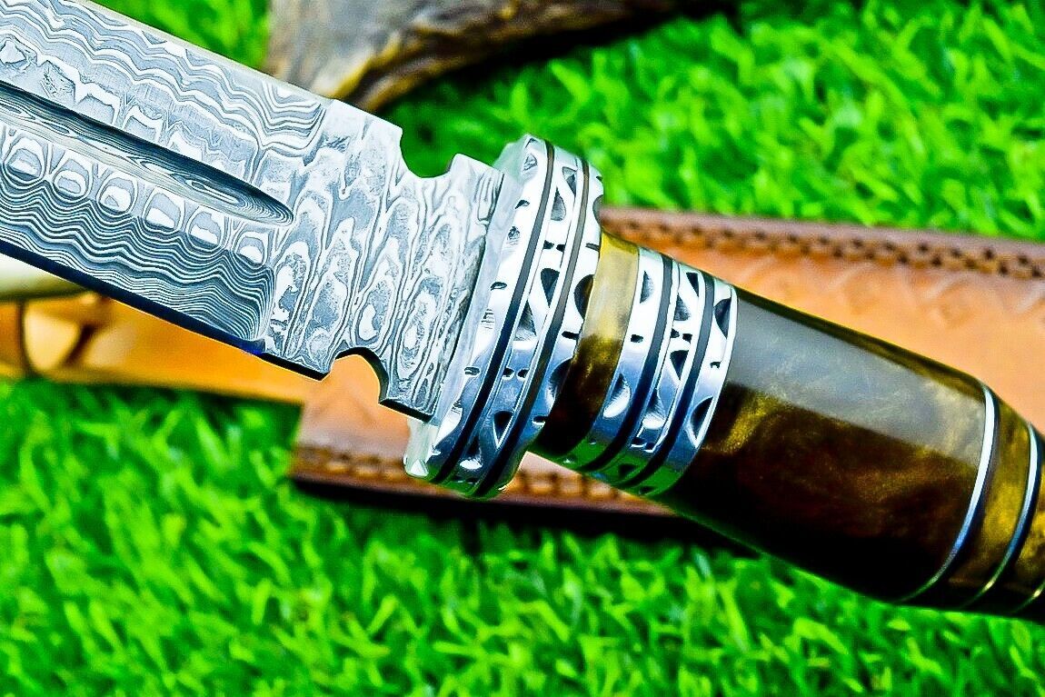 Custom Forged Damascus Steel Handmade Double Edge Dagger Knife With Resin Handle