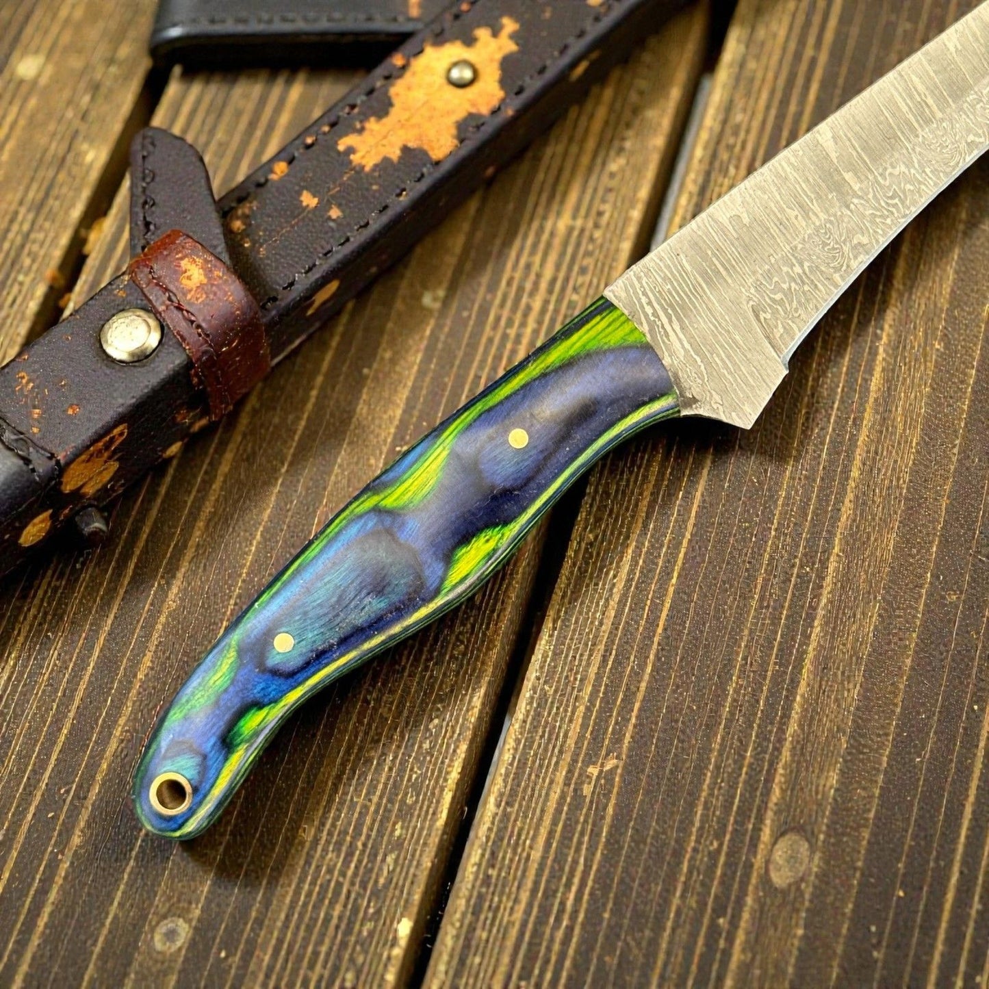 Custom Fillet Knife & Damascus Steel Fillet Knife 12" Kitchen Knife With Wood Handle