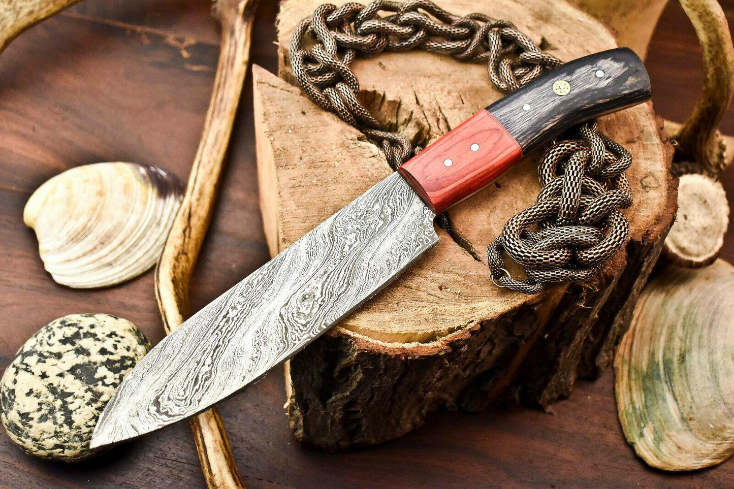 Hand Made Damascus Steel Chef Knife | 384-Layer Full Tang with Hard Wood Handle | 12" Overall