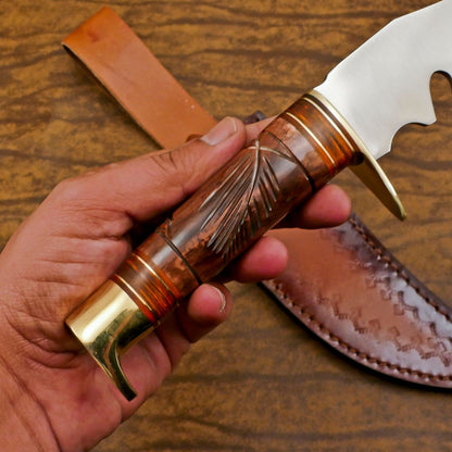 Premium 12 Inch D2 Steel Hunting Bowie Knife – Handmade Full Tang Outdoor Blade