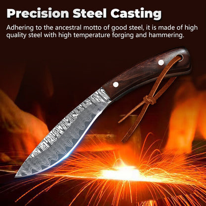 Forged Mongolian Style Damascus Steel Cleaver Knife – 5Cr15 Full Tang Chef Knife with Color Wood Handle