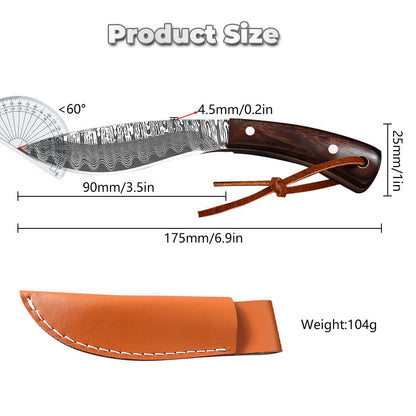 Forged Mongolian Style Damascus Steel Cleaver Knife – 5Cr15 Full Tang Chef Knife with Color Wood Handle