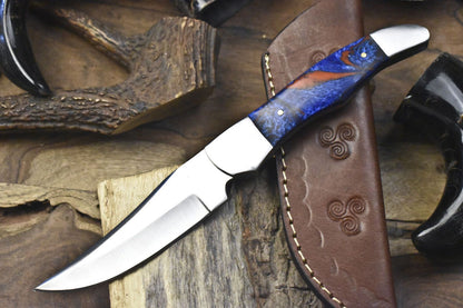 9" Handmade Skinner Knife | ATS-34 Steel Blade | Micarta Handle with Steel Bolster | Outdoor & Hunting