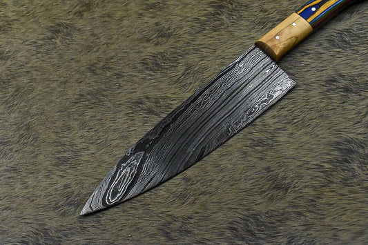 Unique Handmade Damascus Steel Hardwood Hunting Chef Knife | 13" Custom Full Tang
