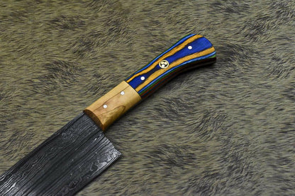 Unique Handmade Damascus Steel Hardwood Hunting Chef Knife | 13" Custom Full Tang
