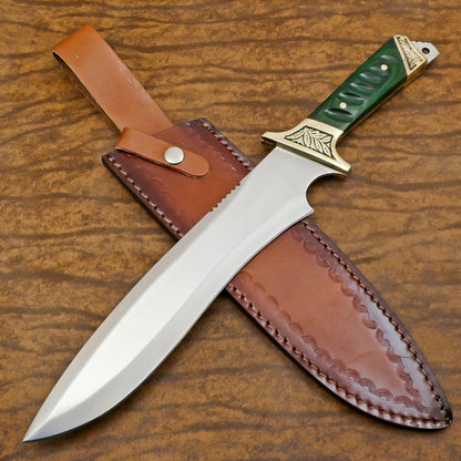 Artisan 12-Inch D2 Steel Full Tang Bowie Hunting Knife with Pakka Wood Handle
