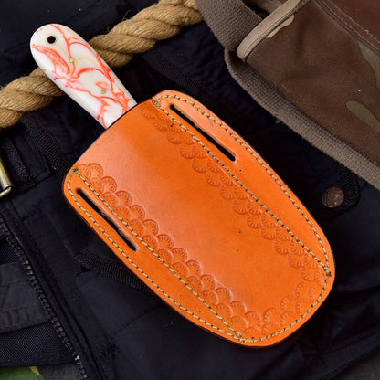 Hand Forged Horse File Steel Knife With Resin Handle & Sheath Custom Bull Cutter Knife