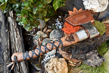 Handmade Viking Axe | High Carbon Steel Etched Blade with Walnut Wood Handle
