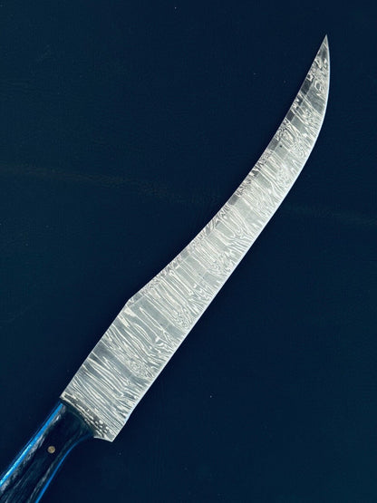 13" Handmade Damascus Fillet Knife Damascus Steel Fillet Knife for Kitchen W/Sheath
