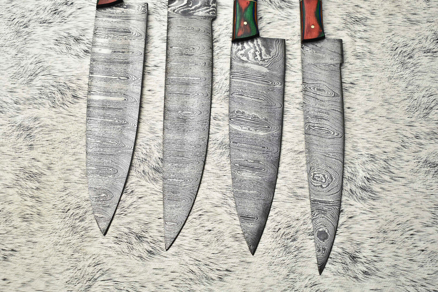 Custom Lot Of 4 Handmade Hammered Damascus Steel Blade