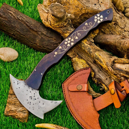 Custom Handmade Carbon Steel Viking Axe – Tomahawk, Throwing Axe, Hatchet with Leather Sheath