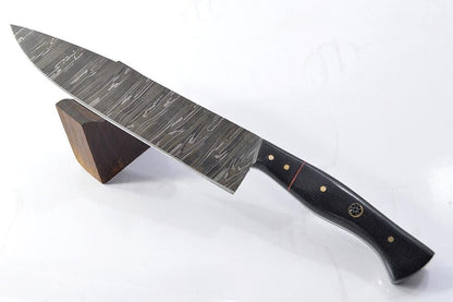 13" Custom Handmade Forged Damascus Steel Kitchen Chef Knife – Canvas Micarta Handle