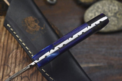 Hand Forged Twist Damascus Skinner Knife 9" Hardwood Handle Tactical Hunting Tool