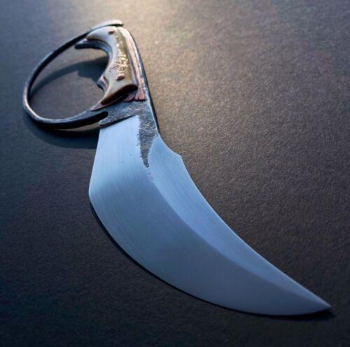 Carbon Steel Bowie – Viking D-Guard, Bone & Copper Handle, 14" Custom Hand-Forged Blade