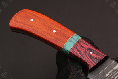 13.5" Handmade Fire Damascus Steel Fillet Knife Damascus Fillet Knife W/Sheath