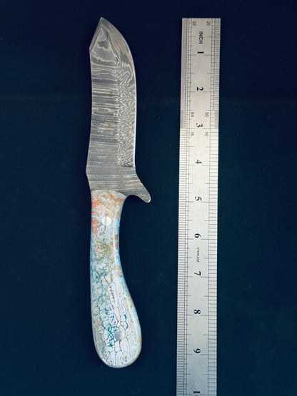 9" Damascus Steel Bull Cutter Knife Handmade Bull Cutter Knife with Resin Handle