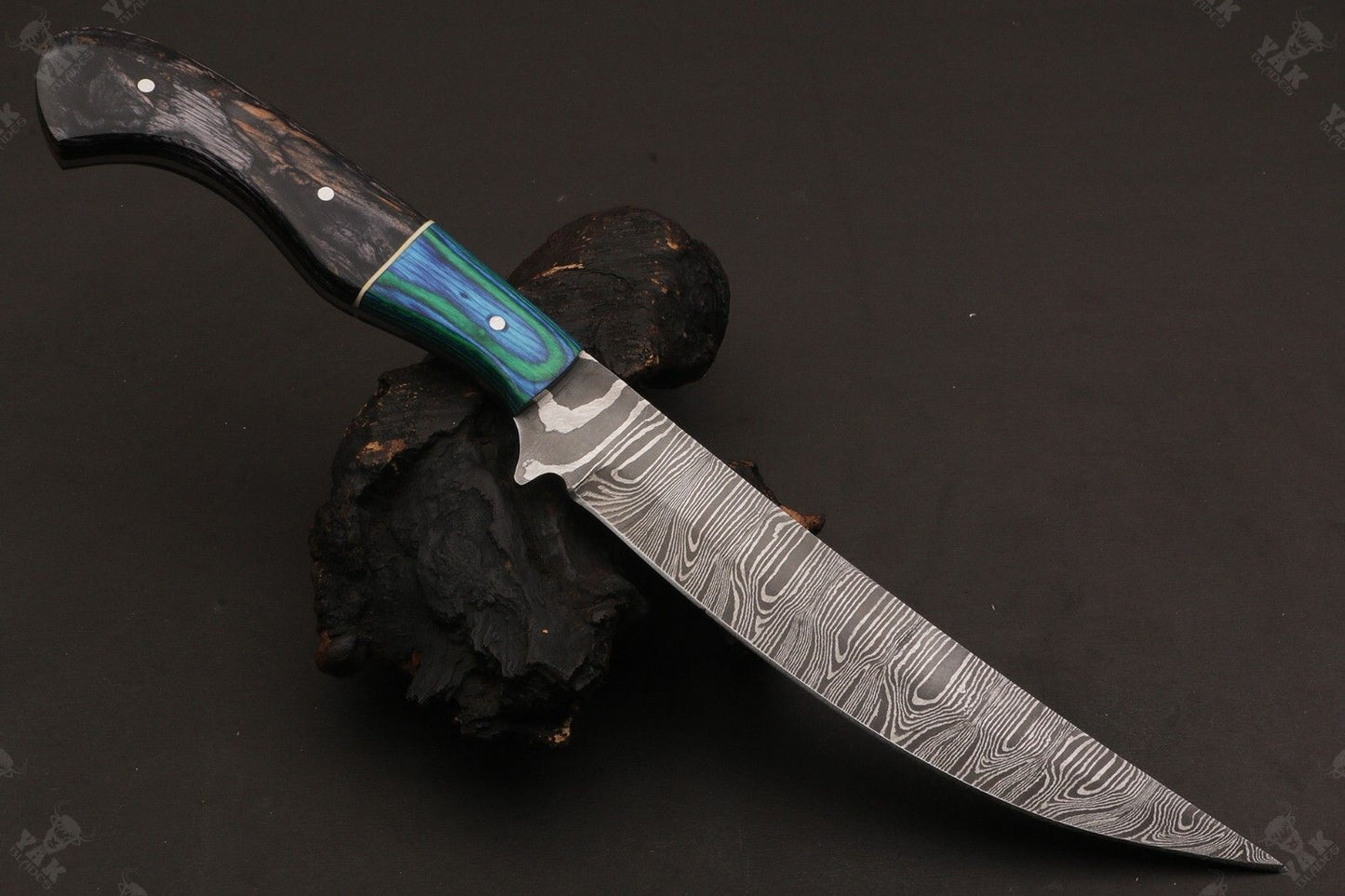 12" Hand Forged Twist Damascus Fillet Knife & Damascus Steel Fillet Knife W/Sheath